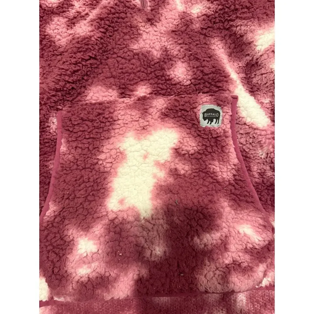 Buffalo Outdoors Women's 1/4 Zip Pink Tie Dye Sherpa Fleece Pullover Size XL